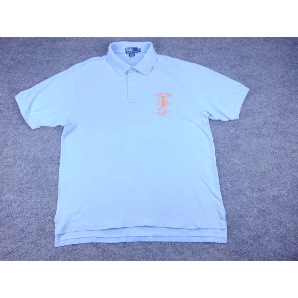 Polo Ralph Lauren Polo Shirt Mens XLB Big Light Blue‎ Solid Golf Graphic Cotton